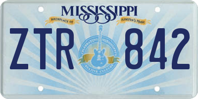 MS license plate ZTR842