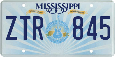 MS license plate ZTR845