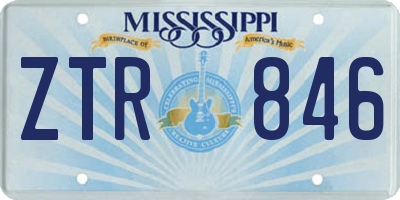 MS license plate ZTR846