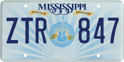 MS license plate ZTR847