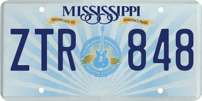 MS license plate ZTR848