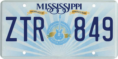 MS license plate ZTR849
