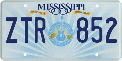 MS license plate ZTR852
