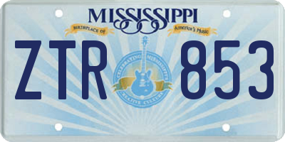 MS license plate ZTR853