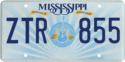 MS license plate ZTR855