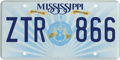 MS license plate ZTR866