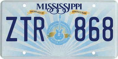 MS license plate ZTR868
