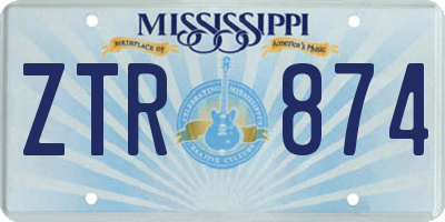 MS license plate ZTR874
