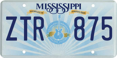 MS license plate ZTR875