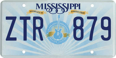 MS license plate ZTR879