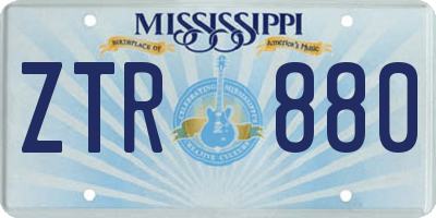MS license plate ZTR880