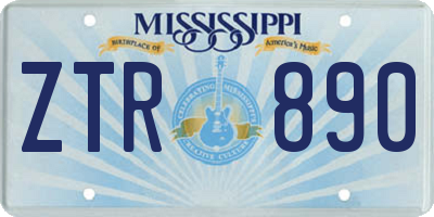 MS license plate ZTR890