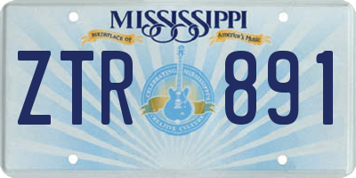 MS license plate ZTR891