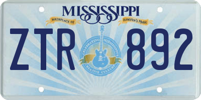 MS license plate ZTR892