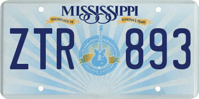 MS license plate ZTR893