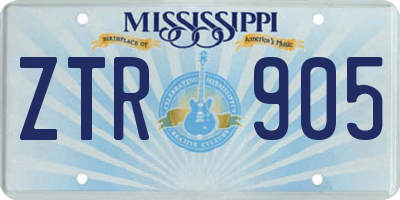 MS license plate ZTR905