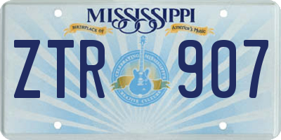 MS license plate ZTR907