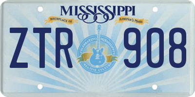 MS license plate ZTR908