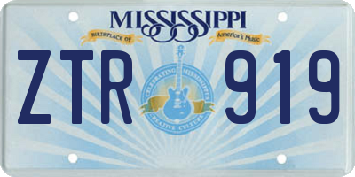 MS license plate ZTR919