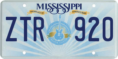 MS license plate ZTR920