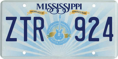 MS license plate ZTR924