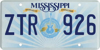 MS license plate ZTR926