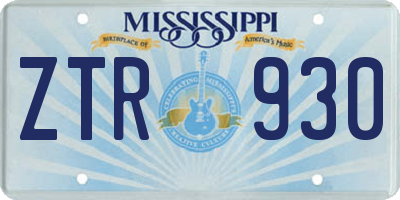 MS license plate ZTR930