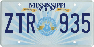 MS license plate ZTR935