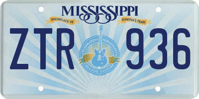MS license plate ZTR936