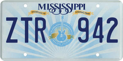 MS license plate ZTR942