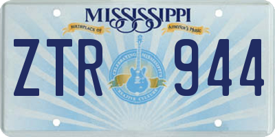MS license plate ZTR944
