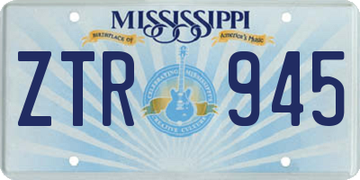 MS license plate ZTR945