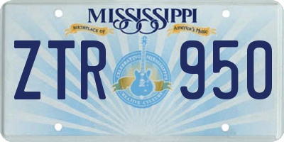 MS license plate ZTR950