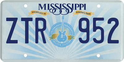 MS license plate ZTR952
