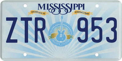 MS license plate ZTR953