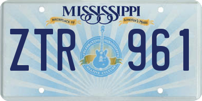 MS license plate ZTR961