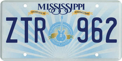 MS license plate ZTR962