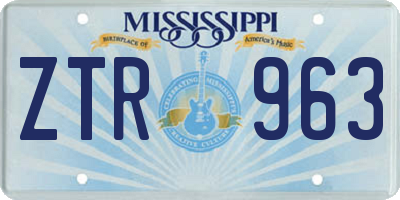 MS license plate ZTR963