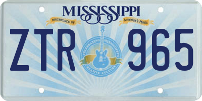 MS license plate ZTR965