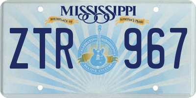 MS license plate ZTR967