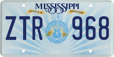 MS license plate ZTR968