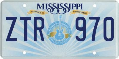 MS license plate ZTR970