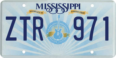 MS license plate ZTR971
