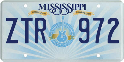 MS license plate ZTR972