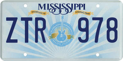 MS license plate ZTR978