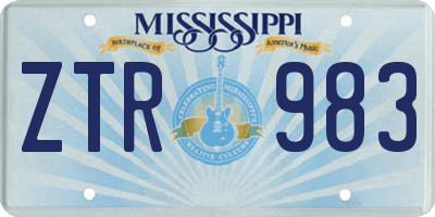 MS license plate ZTR983