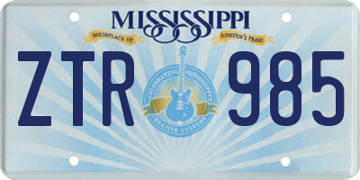 MS license plate ZTR985