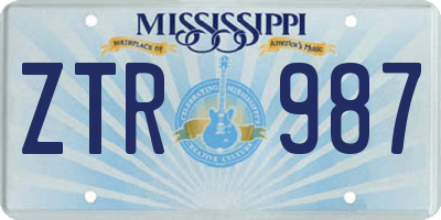 MS license plate ZTR987