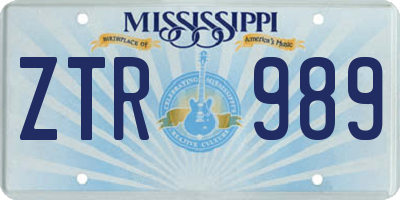 MS license plate ZTR989