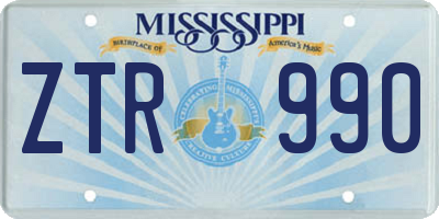 MS license plate ZTR990